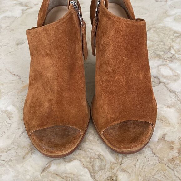 Rag & Bone Mabel Peep Toe Tan Suede Leather High Heel Ankle Booties - Picture 10 of 13